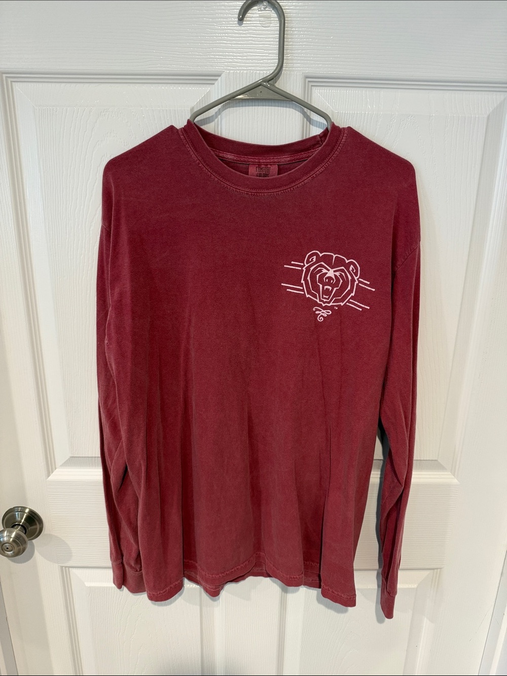 Comfort Colors Burgundy Long Sleeve Tee with Bear Chest Graphic
